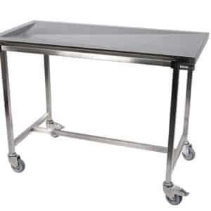 Mesa para operaciones acero inoxidable con rodos.